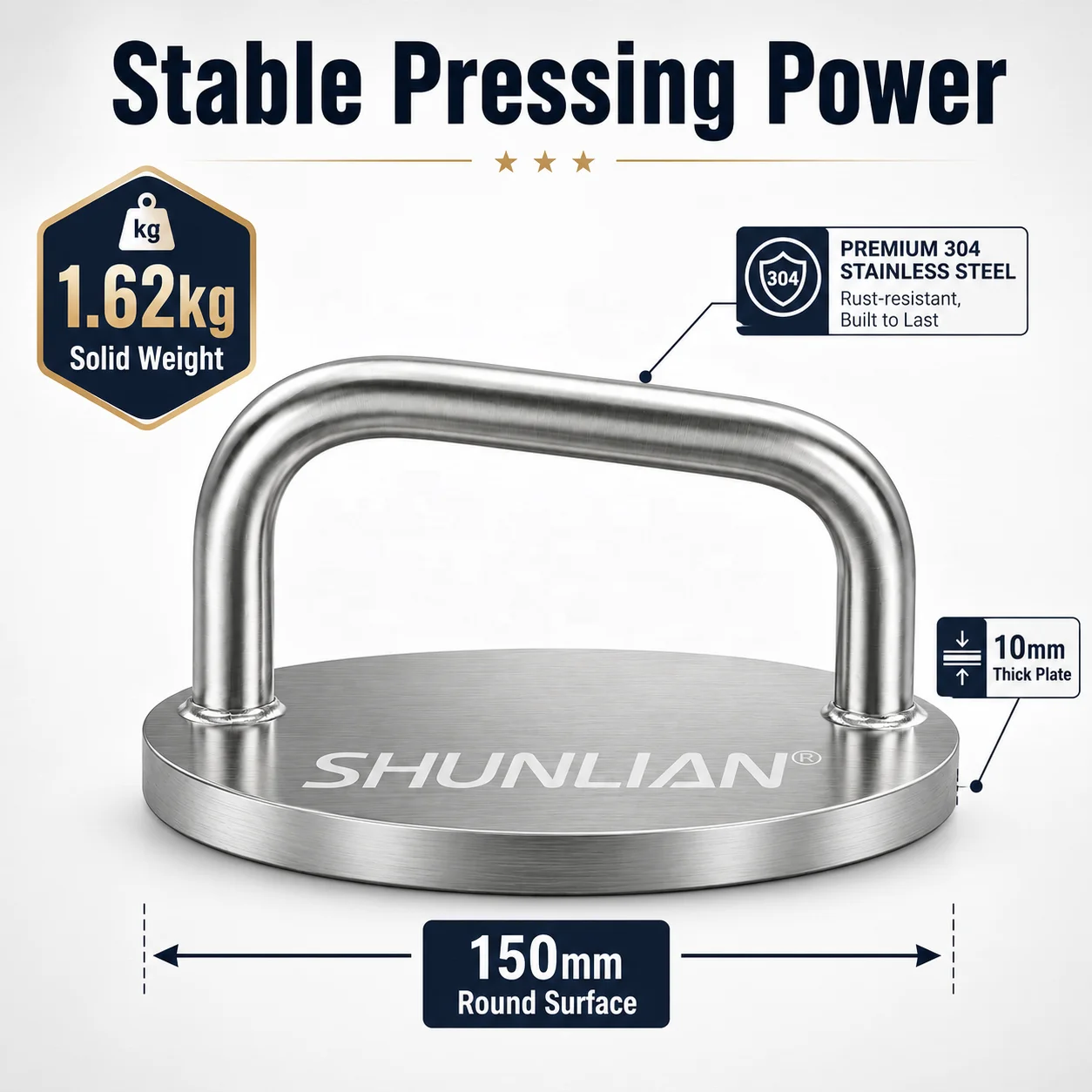 Polished Multi-Function Grill Press Handle Stainless Steel 304 Dishwasher Safe Heavy Duty Pans Grills Meat Salmon Tofu