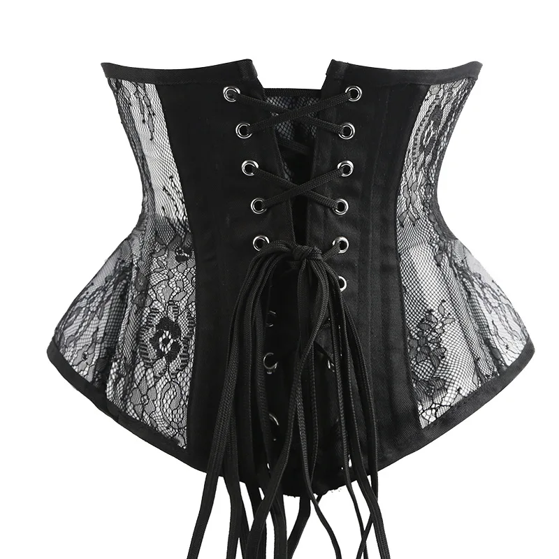 Gothic Underbust Corset and Bustier Top Waist Cincher Workout Waist Trainer Body Shaper Women Sexy Lingerie Slimming Belt