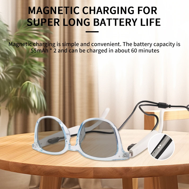 نظارات ذكية لاسلكية مع كاميرا تسجيل فيديو AI التعرف على الصور وترجمة المكالمات Google Bluetooth 5.4 نظارات رياضية