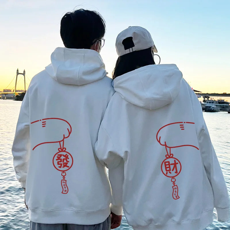 600G High Quality Cotton Chinese Rich Print Couple Hoodies Sweatshirt For Women Men Spring Autumn Casual Long Sleeve Pullover