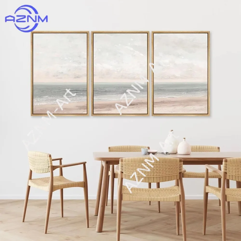 1 Stück/3 Stück Minimalistisches Abstraktes Strand-Naturlandschaft Leinwand-Poster Wandkunst Moderne Innenraum-Wohnzimmer Heimdekoration Gemälde