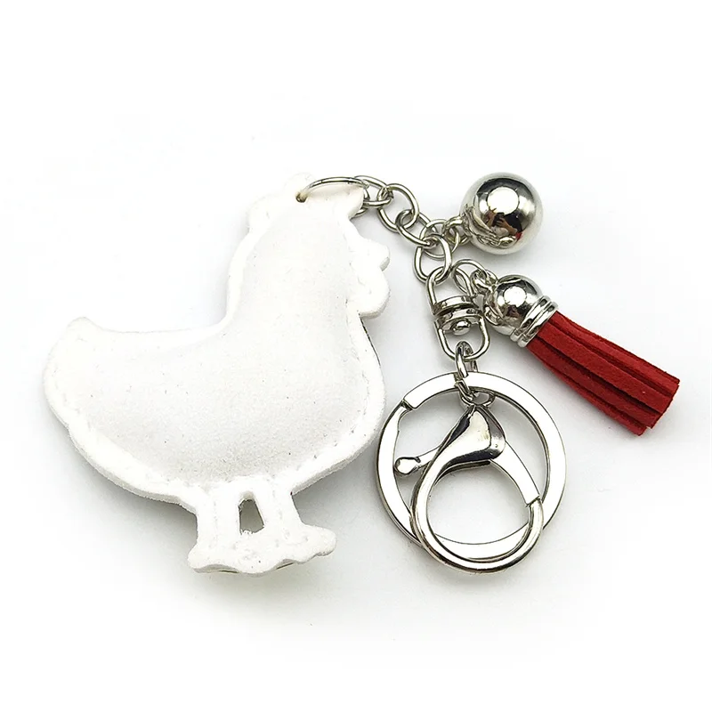 لطيف الدجاجة بيض الدجاج المنتج كيرينغ للنساء الرجال الفولاذ المقاوم للصدأ الأبيض شرابة الناس الأصدقاء حقيبة سلسلة مفاتيح مجوهرات هدايا #5