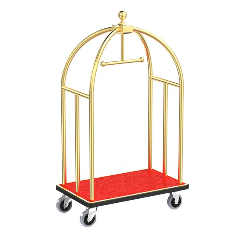 Stainless Steel Portable Luggage Loaded Baggage Trolley Hotel Cart Birdcage Luggage Carts