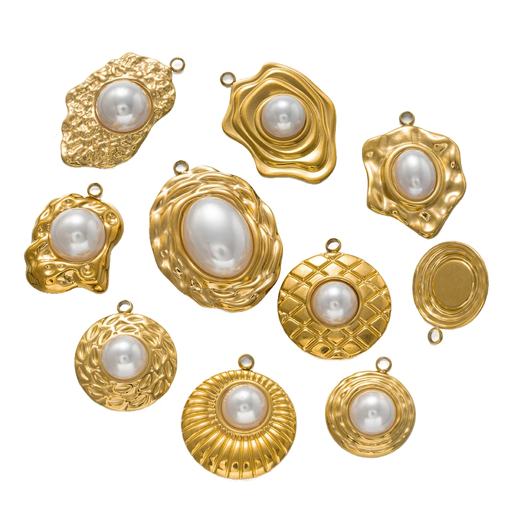 

5 шт., нержавеющая сталь, искусственный жемчуг, геометрический кулон, модные ювелирные аксессуары для DIY, ожерелье, серьги, материал для изготовления