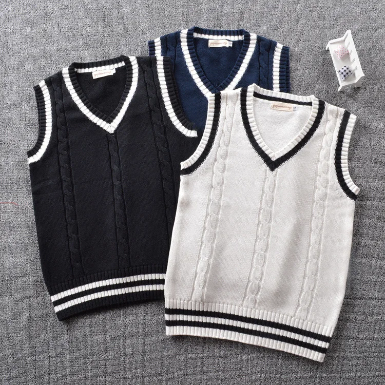 College English Jk Uniform V-Neck Fried Dough Twists Vest School Uniform Sweater Vest T-Shirt Men and Women