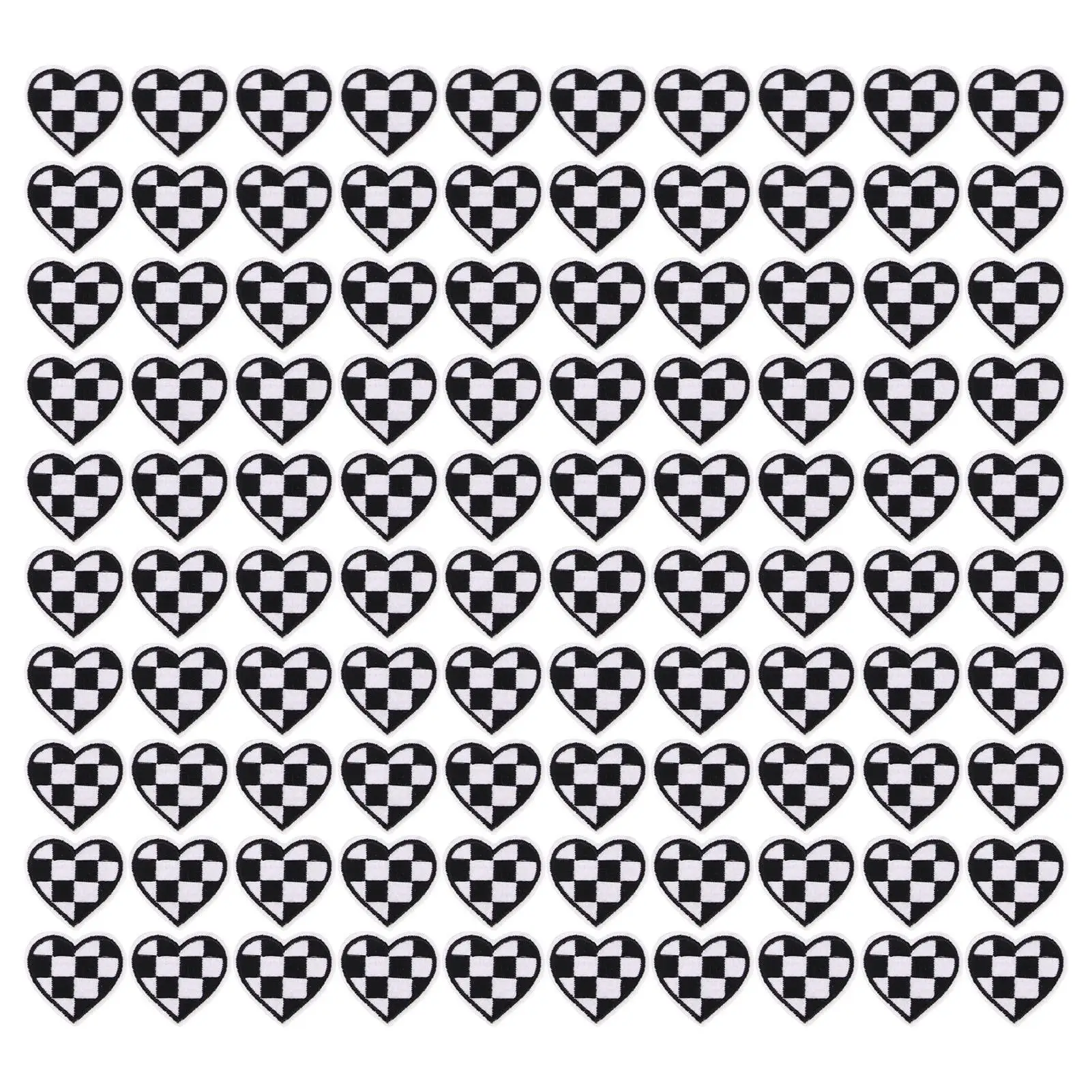 

Heart Shaped Embroidered Applique Patches - Black White Grids for Jacket Decoration - DIY Fashion Accessories