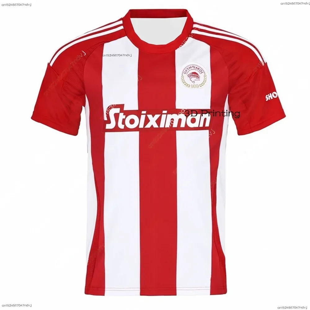 

2025 New Arrivals Greek Football Olympiacos 100th Anniversary Special Football Jersey Men_Boy Summer Breathable Sports T-shirt