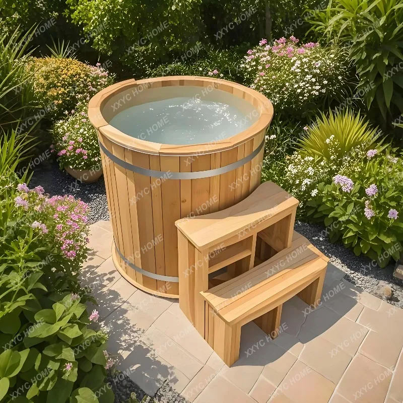 XXPremium Wooden Outdoor Spa Tub Cold Plunge Pool Complete Chiller System Ice Barrel Bath For Backyard Outdoor Usage Comfortable