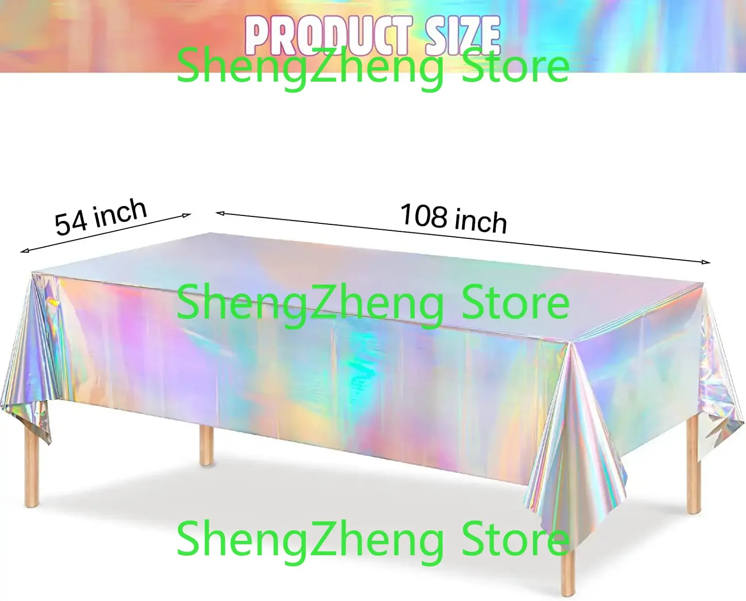 3Pcs Plastic Tablecloths Laser Table Covers Holographic Foil for Girl Party Wedding Disco Dance Birthday Holiday Mermaid Party