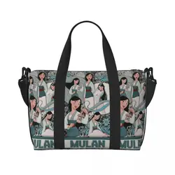 Niestandardowa torba plażowa Mulan Princess Tote Bag Women Big Compartment Gym Beach Travel Bags