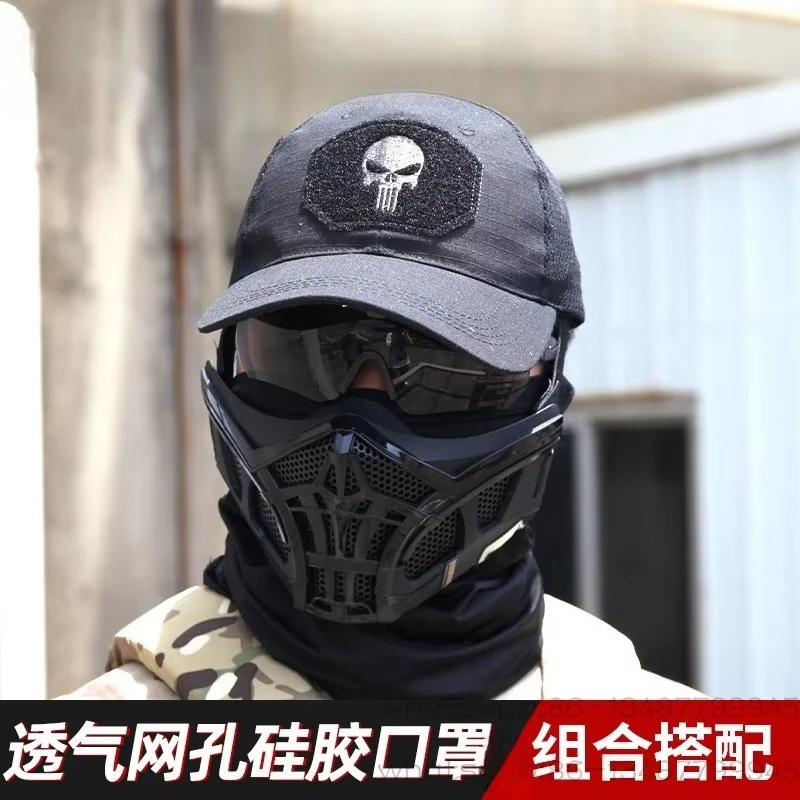 Scorpion Half Face Mask with Baseball Cap, Breathable Outdoor Face Cover for Cycling CS Cosplay Comic Show