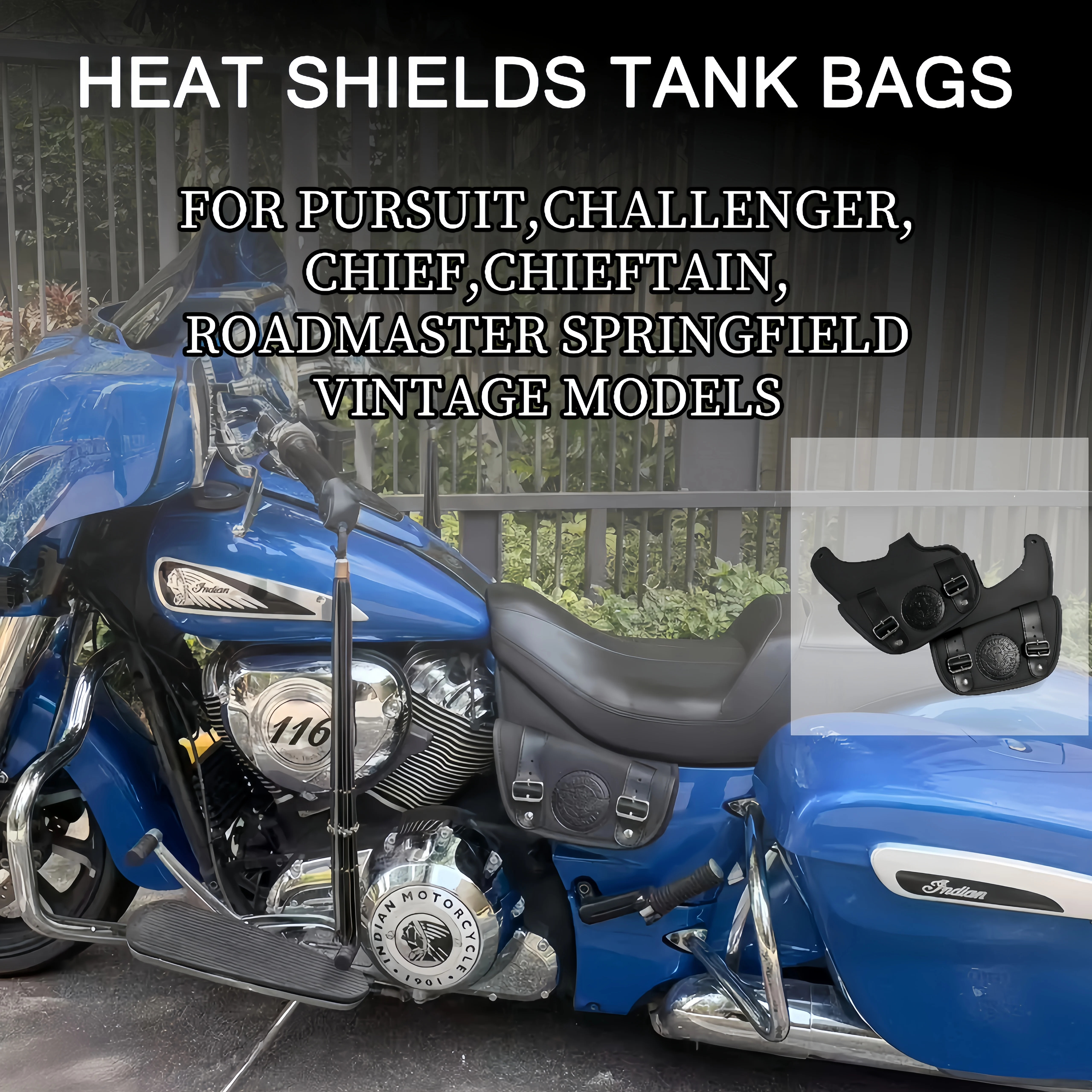 20-26 Motorcycle Heat Shield Side Tank Waterproof Storage Bag Engine Cowl Bag For Indian Challenger Pursuit Chieftain,Roadmaster
