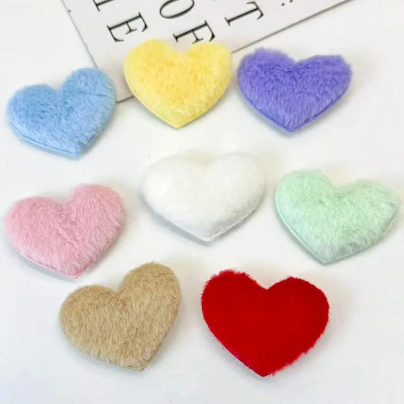 40 Stück 6x5CM Flauschige Filz-Herz-Applikationen, Polsterung für Haarspangen, Taschen, Hüte und Accessoires – Detail 6