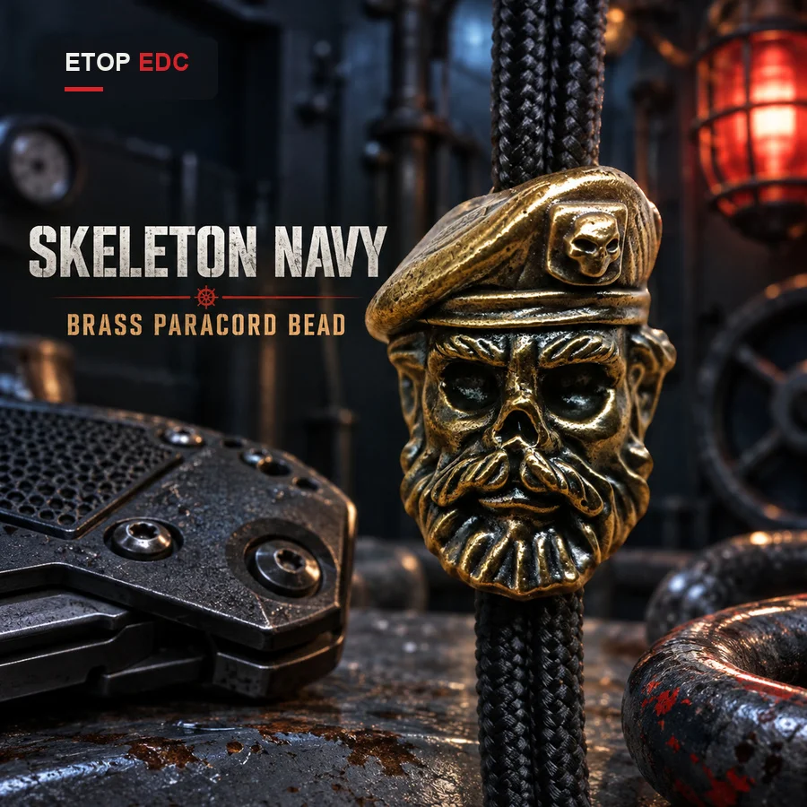 Skeleton Navy Commander Brass Paracord Bead DIY Paracord Woven Bracelets Lanyard Pendants Accessories Outdoor Tool Hangings