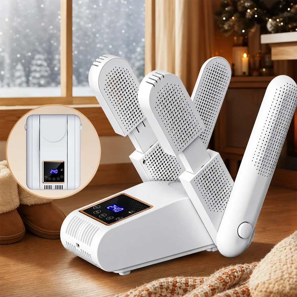 Portable Foldable Shoe Dryer with UV Sterilization Electric Shoe Boot Dryer 180° Folding Smart Display for Shoes Gloves Socks Sk