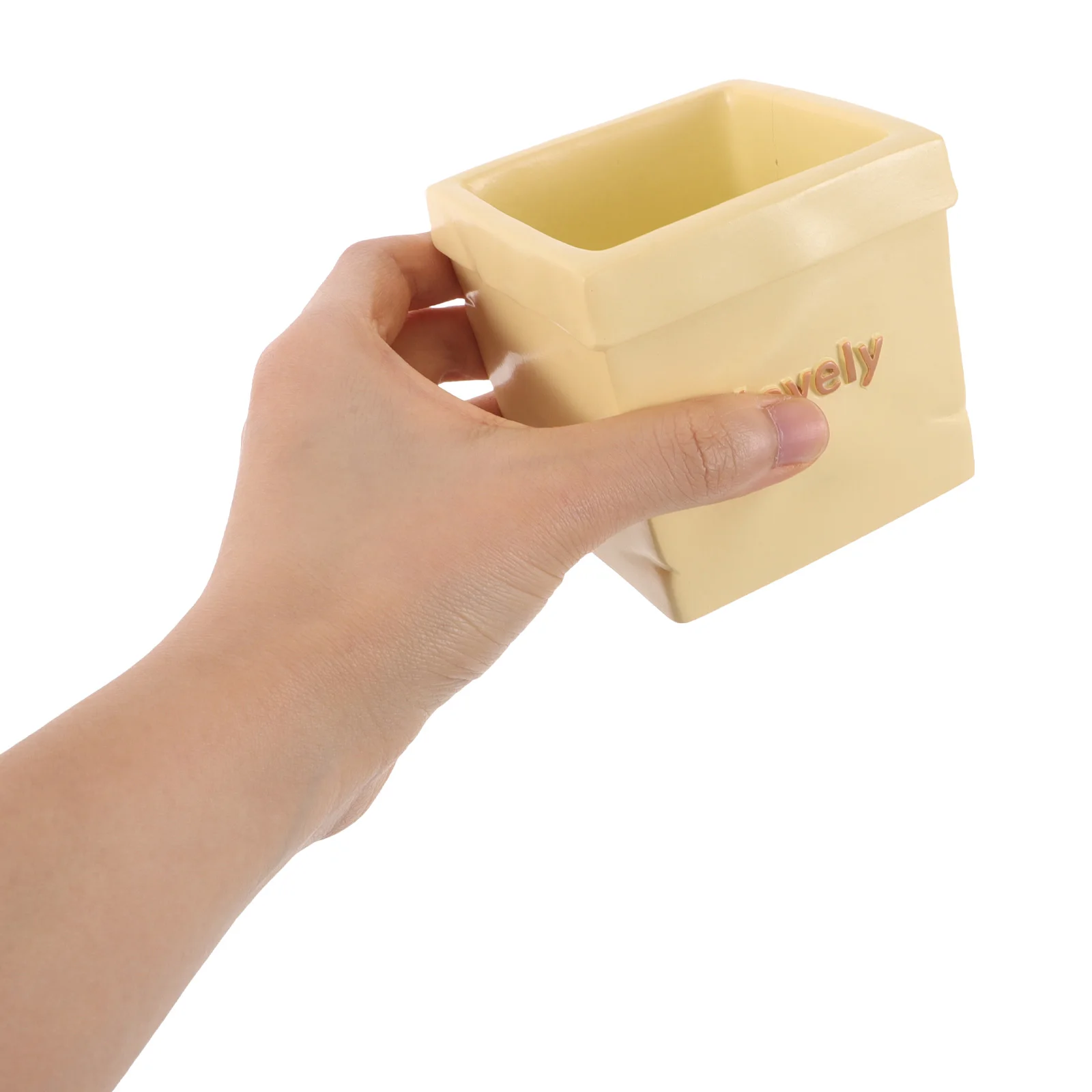 

Pen Holder for Desk Office Storage Desktop Makeup Brush Stand Yellow Pencil Cute Cup
