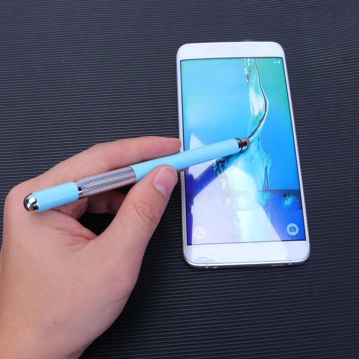 

Double Capacitive Stylus Metal Touch Screen Pens Blue Universal Disc Stylus for Drawing Note Taking Gaming Tablets Phones