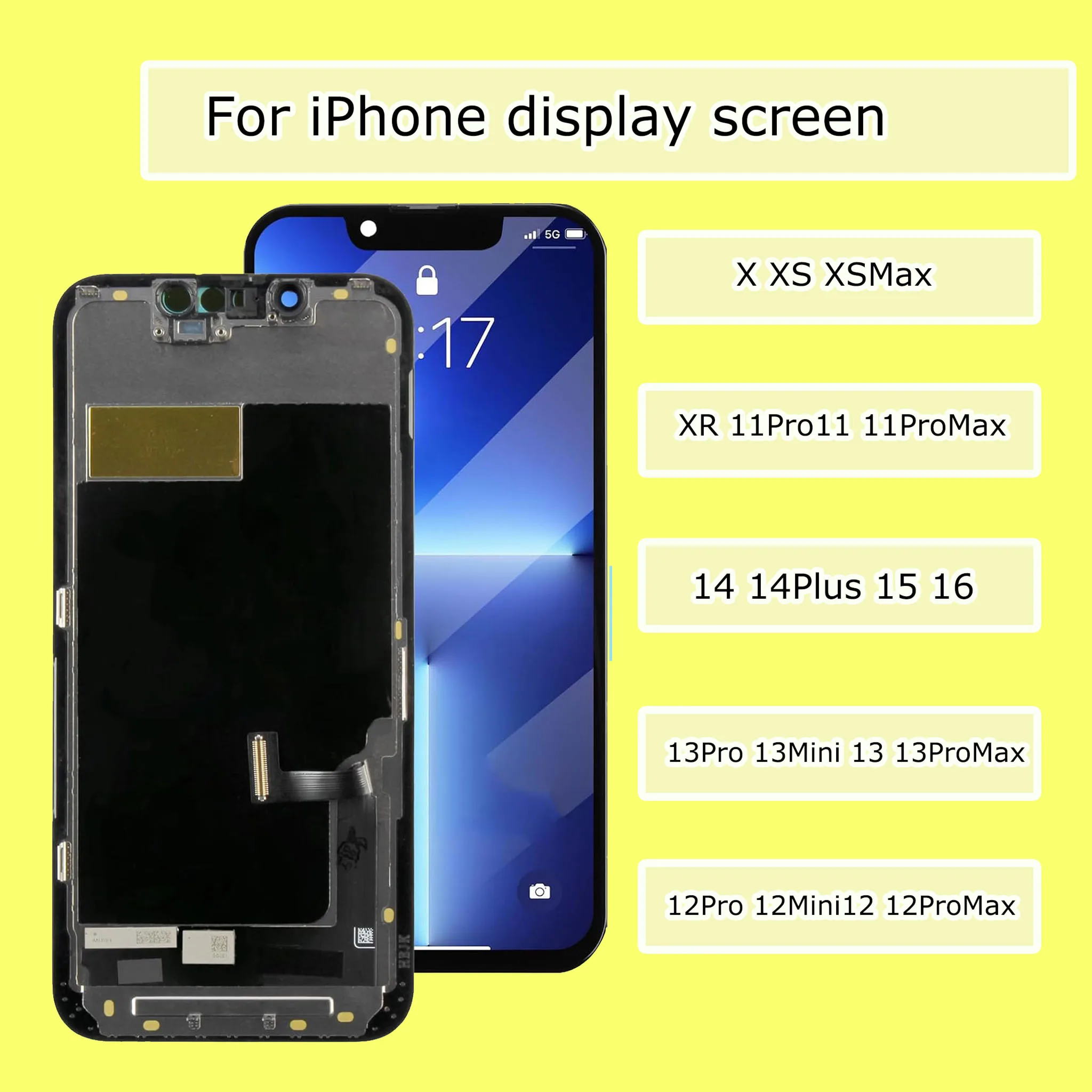 AAA +++ OLED para iPhone X XR XS Max LCD Incell para iphone 11 12 13 Pro Max 13 Mini 14 Plus OLED montaje de digitalizador de pantalla