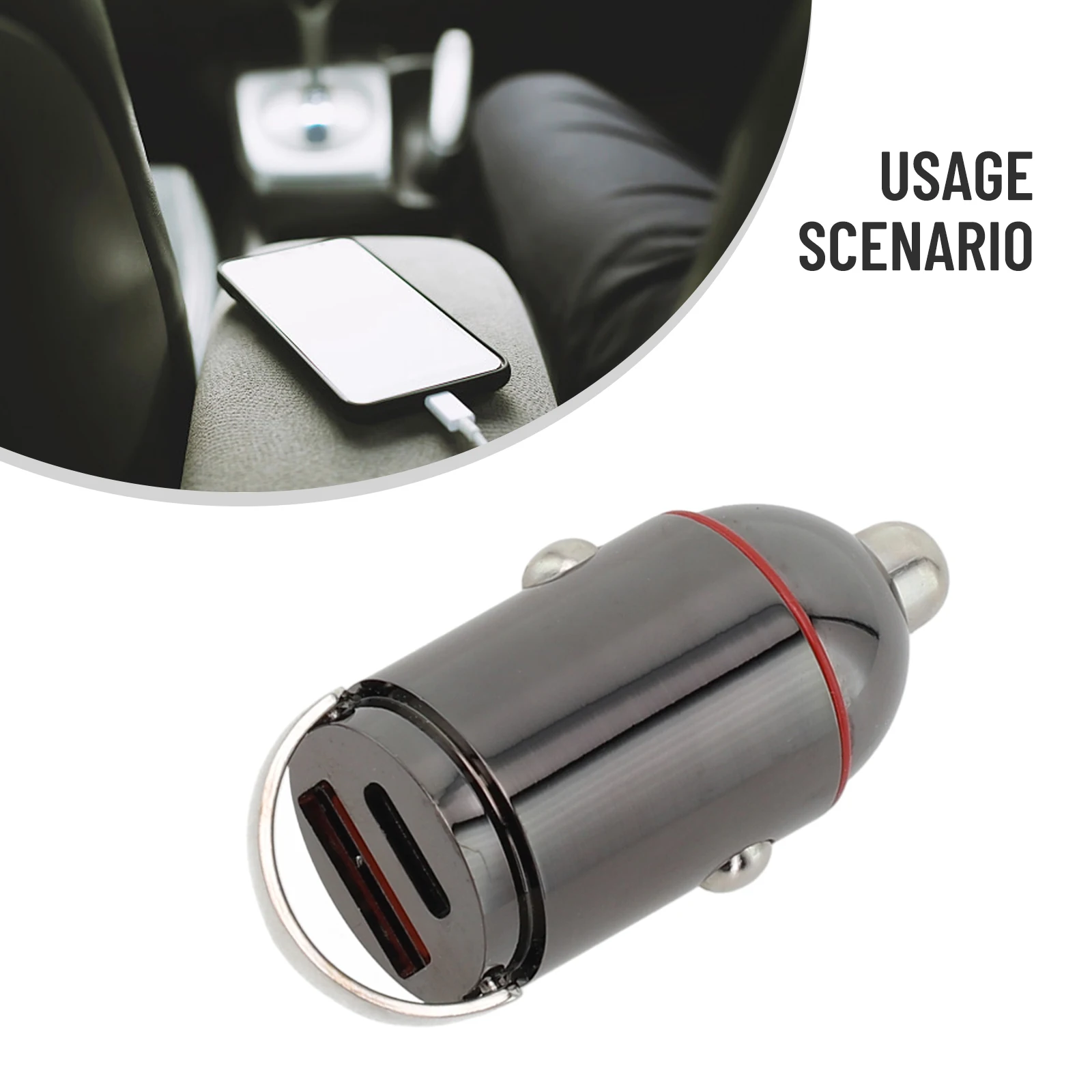 Compact Dual USB Car Charger, Fast Charge Adapter, Aluminium Alloy+ABS Construction, Excellent Heat Dissipation
