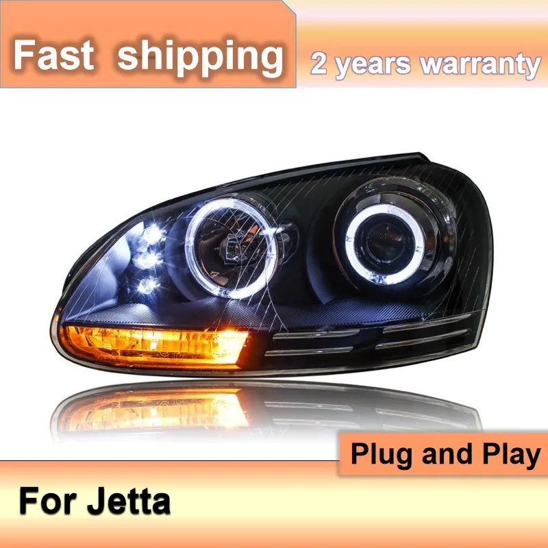 اكسسوارات السيارات لشركة فولكس فاجن جيتا المصباح 2003-2008 جيتا رئيس مصباح DRL بدوره إشارة منخفضة عالية شعاع العارض عدسة #2