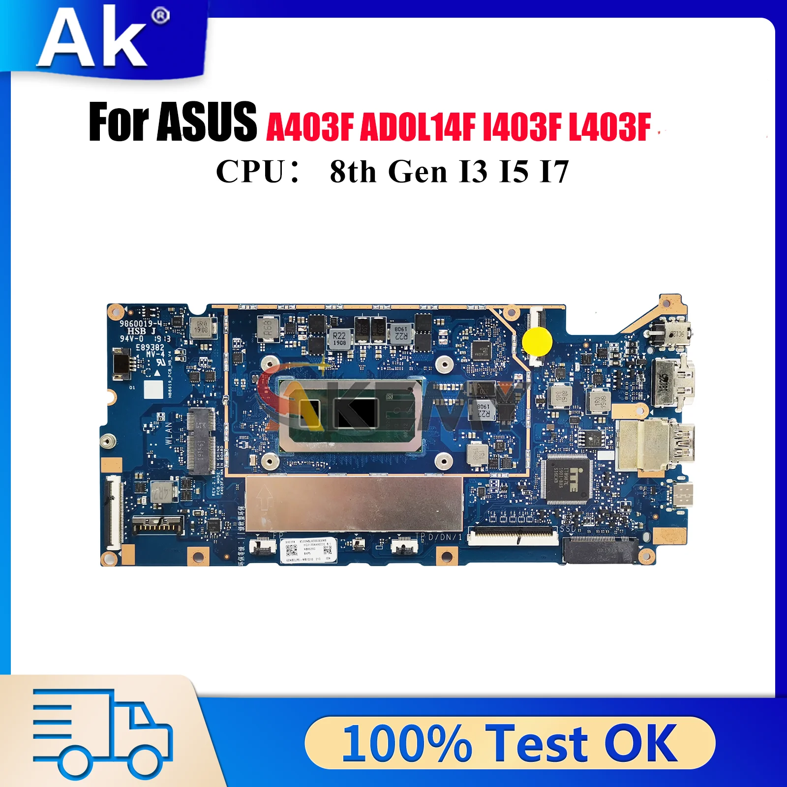

X403FA Laptop Motherboard For ASUS VivoBook X403F A403F L403F ADOL14F X403FAC F403F X403FA I403F Mainboard With I3 I5 I7 CPU stk