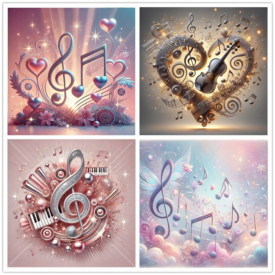 

Full Square Round 5D Diy Diamond Painting Cartoon Diamond Embroidery Music Note Fantasy Cross Stitch Kit Home Decor