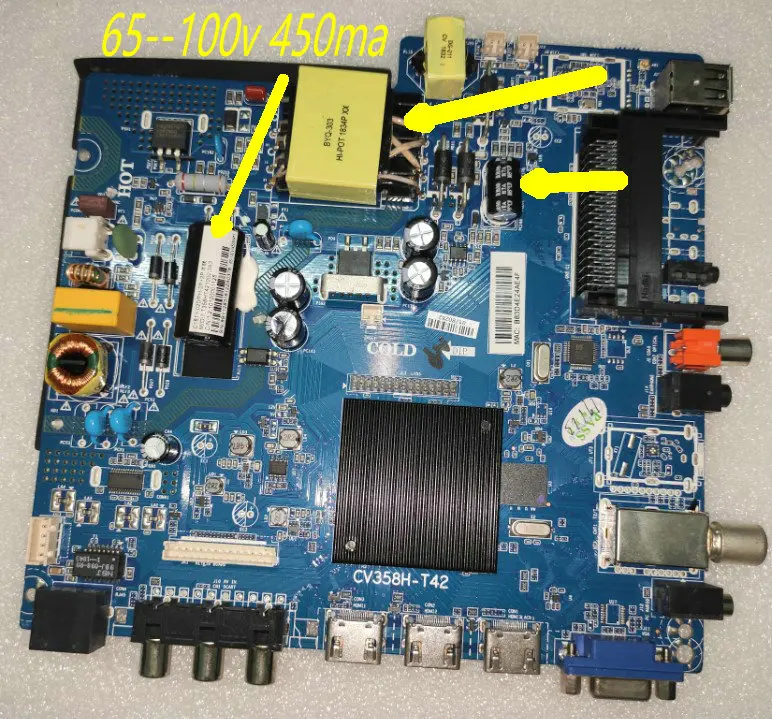 CV358H-T42  4-core smart network WiFi TV motherboard Backlight voltage 37--42V   600ma  OR 65---100v   450ma