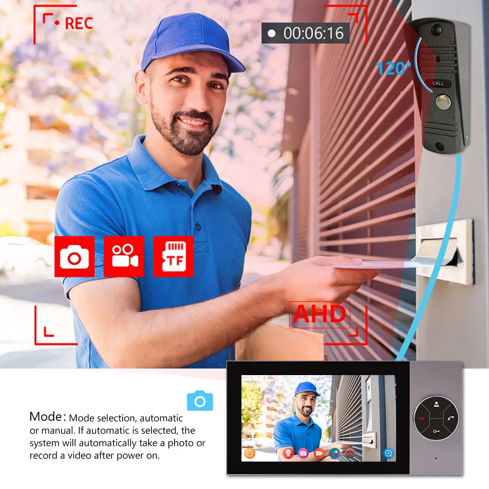 7Inch IPS Screen 2MP 1080P Tuya APP Wired WIFI IP Doorbell Video Door Phone Intercom System Visual Door Viewer Camera