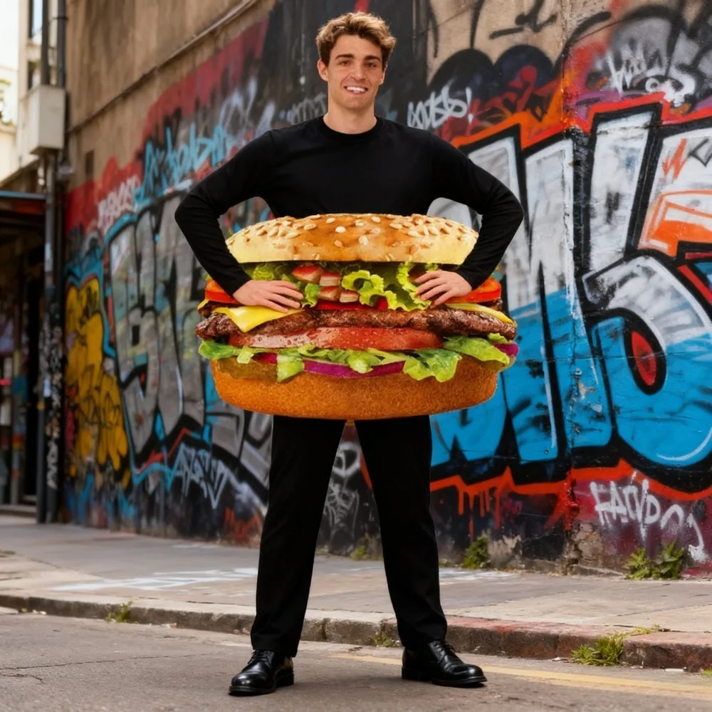 زي شخصية همبرغر - زي برغر لكامل الجسم للعروض المسرحية والحفلات التنكرية #5