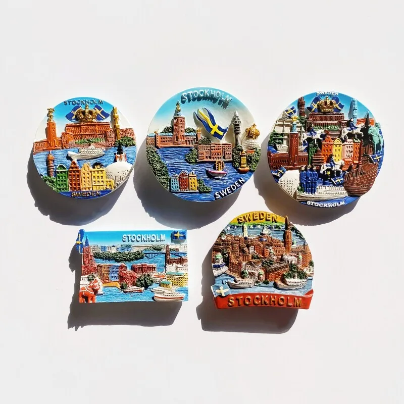 Stockholm Sweden 3D Fridge Magnets Europe Souvenir Resin Handicraft Refrigerator Magnets Sticker Collection Gift Home Decoration