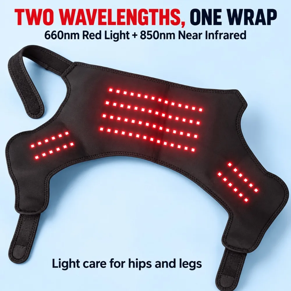 Dog Red Light Therapy Wrap, 88 LED 660nm 850nm Near Infrared Hip and Leg Brace, Adjustable Wearable Pet Joint Care for Home Use