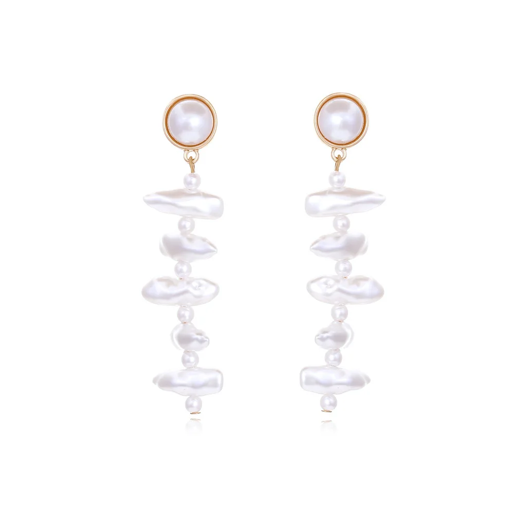 Niche design irregular baroque imitation pearl earrings retro cold wind earrings earrings wholesale