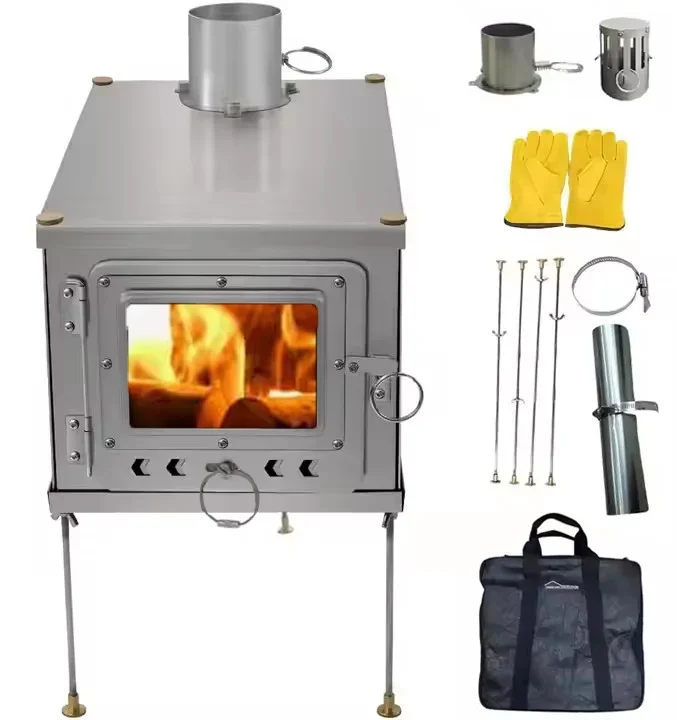 [New] Outdoor Portable Titanium Stove, Multi-Function Hot Tent Stove, Plug-in Wood Stove with 6.6ft Cigarette Pipe