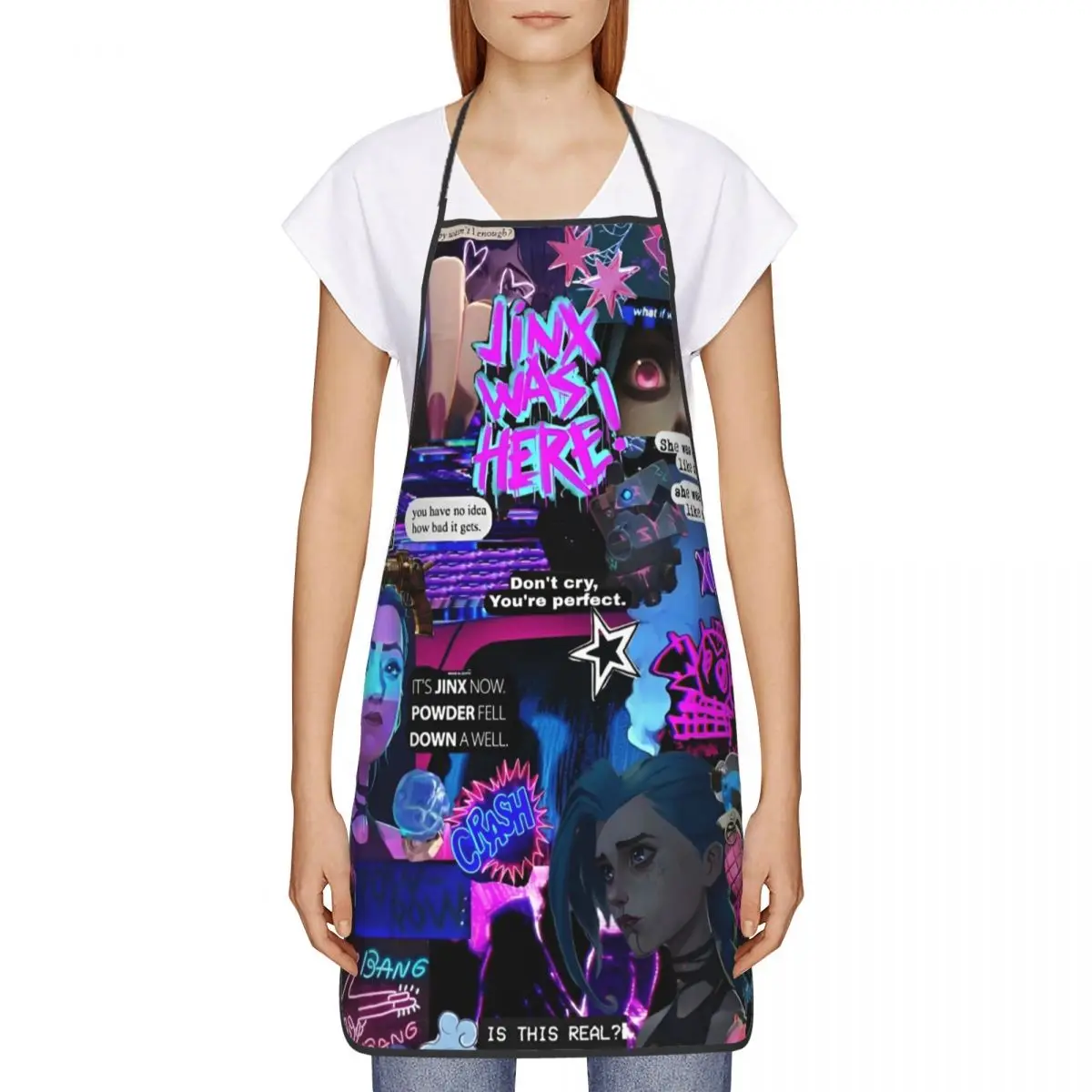 Jinx Arcane Aprons Unisex Sleeveless Kitchen Bib League Battle Game Legends Cuisine Cooking Baking Household Cleaning Pinafore