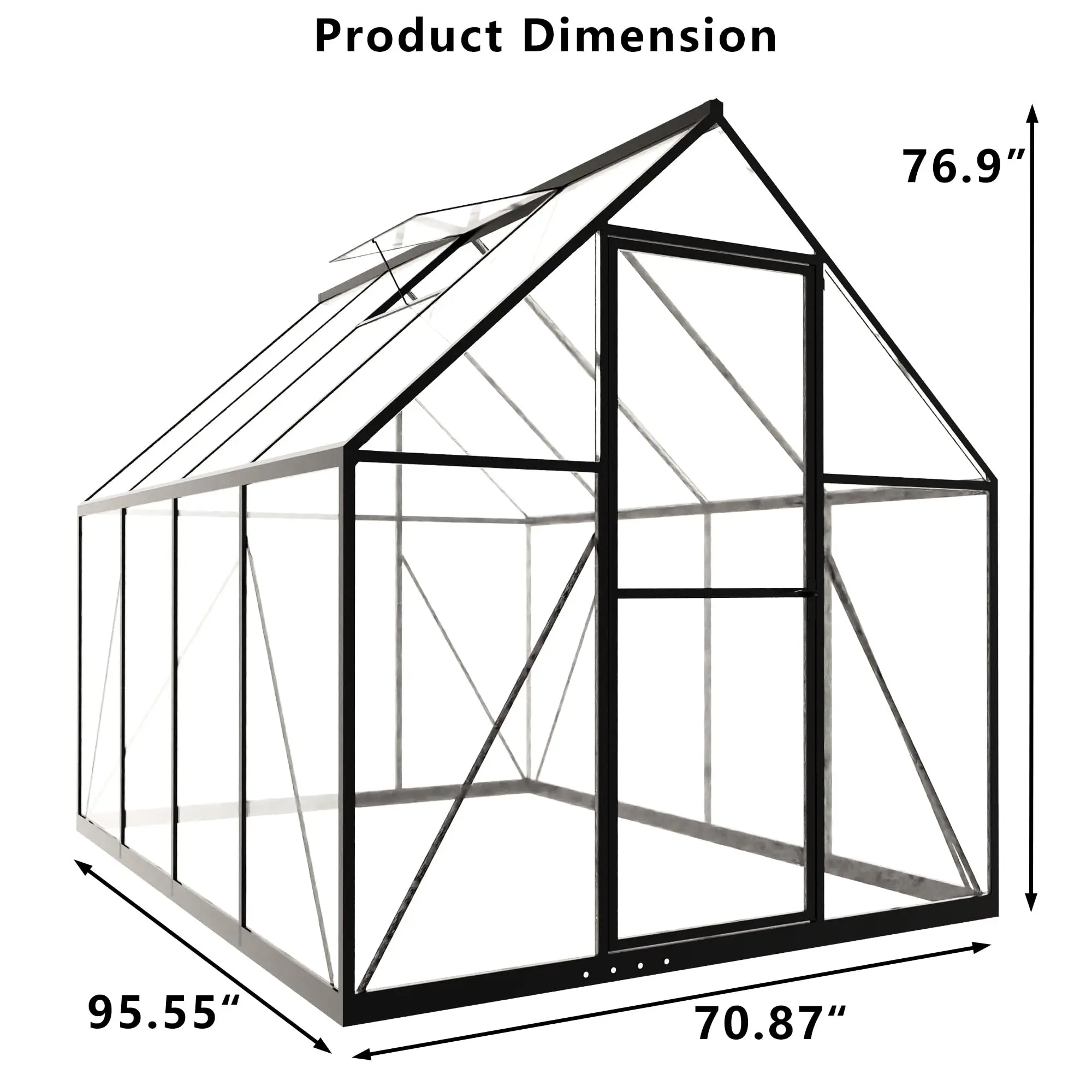 Greenhouses for Outdoors, 8x6 FT Heavy Duty Polycarbonate Greenhouse Panels, Outside Mini Garden House Kit for