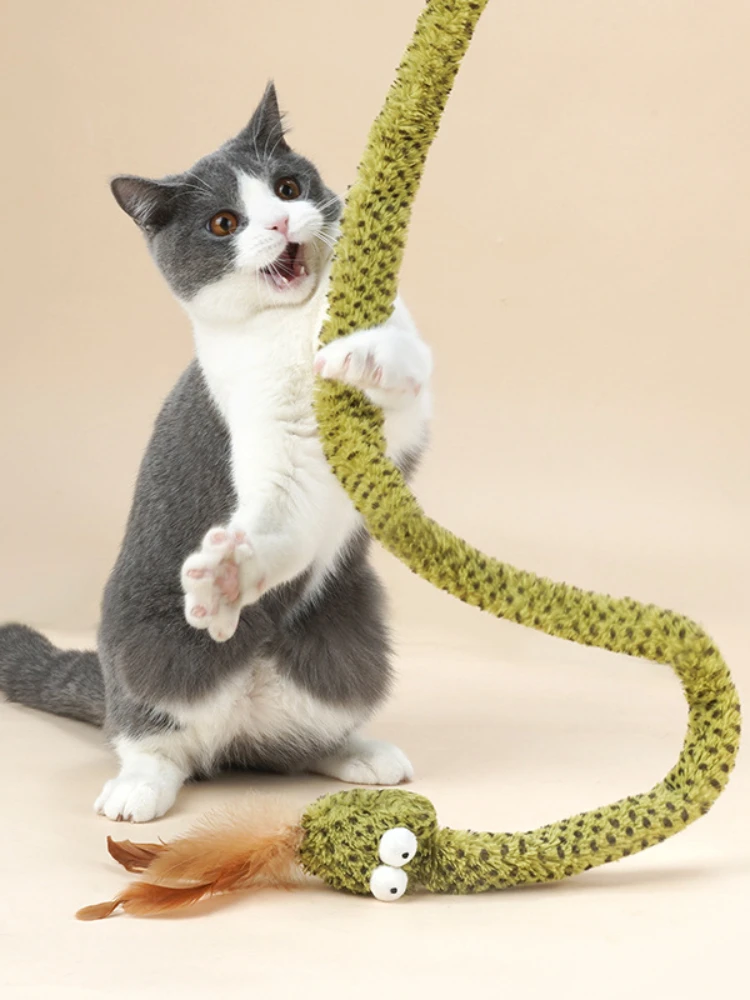 High Elastic Snake Cat Toys Rubber Interactive Kitten Indoor Play Launch Training Pet Supplies Random Moving Fluttering Snake