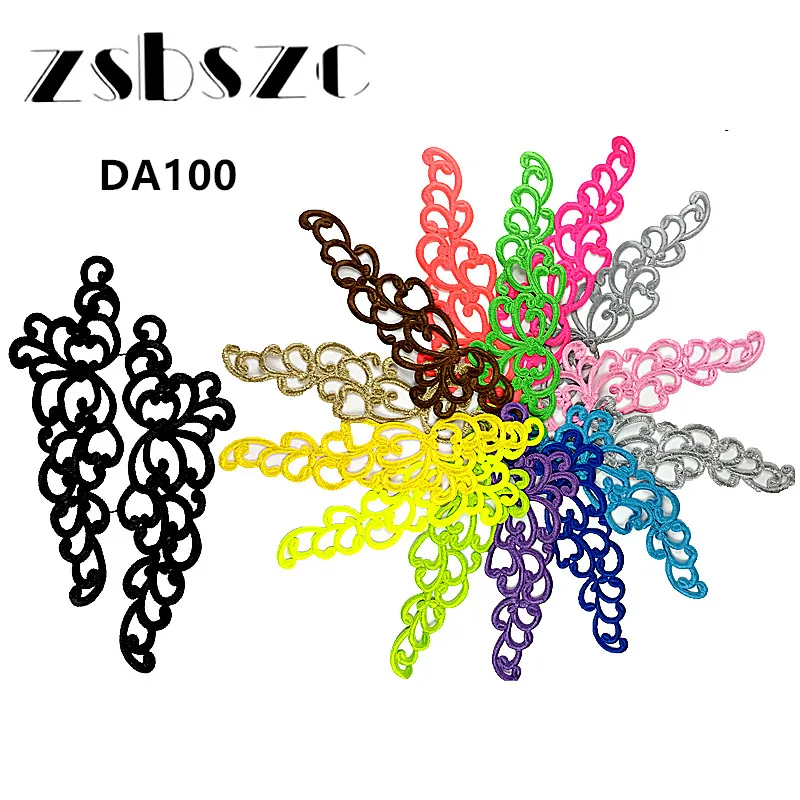 

10Pair 20pcs Gold Wihte black new fashion Embroidered Lace Applique Sewing Patches Apparel Lace patch DIY Garment 31*10CM DA100