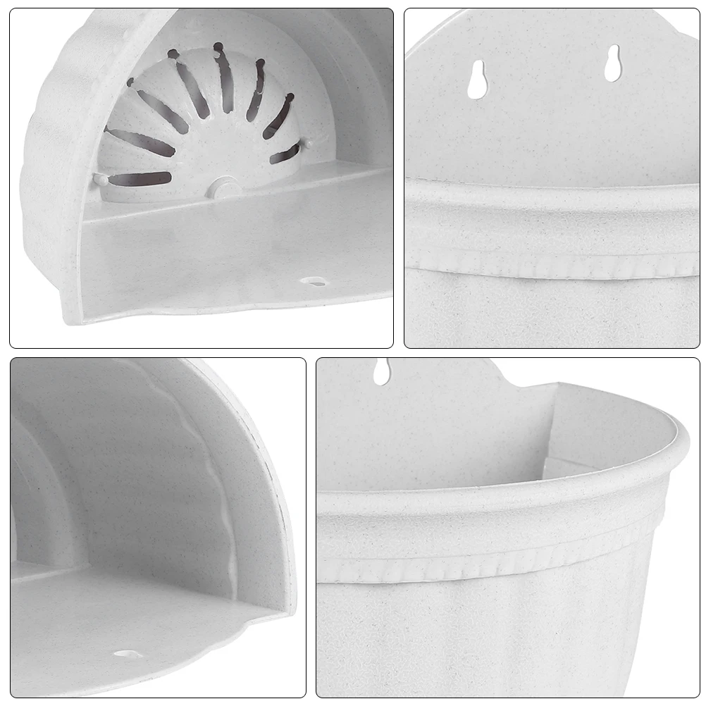 

Half Circle Hanging Flower Pot 2986 White 15x22cm Wall Mount Plastic Planter Home Decor Balcony Garden Storage