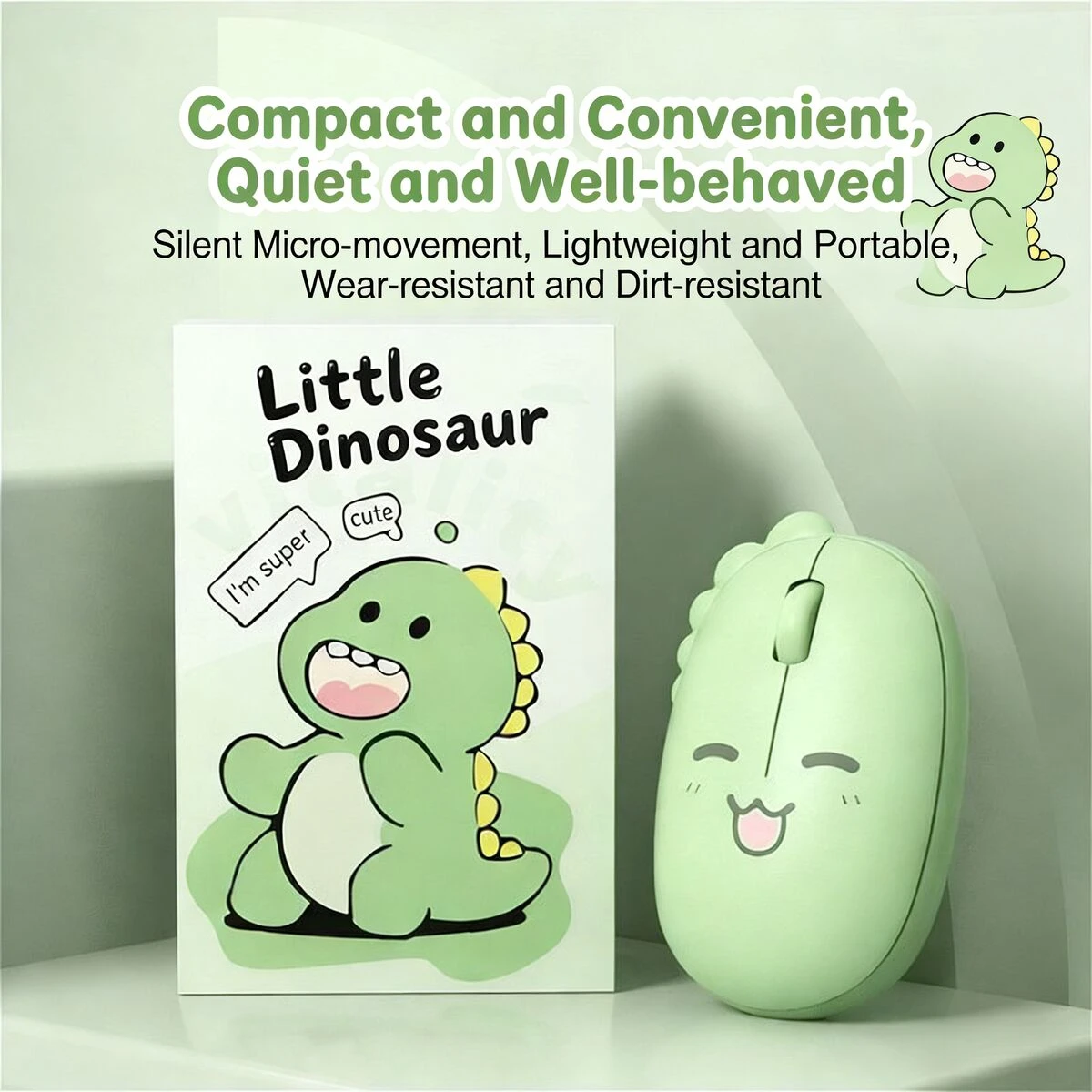 New Cute Little Dinosaur Shape Dual-Mode Mouse 2.4G+Bluetooth Rechargeable Ergonomic Lightweight Mice for PC Laptop Girls Gift