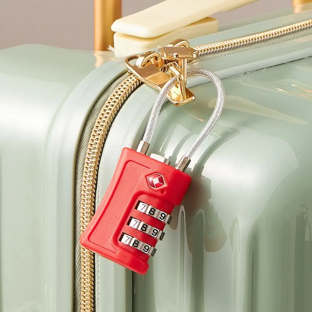 TSA 3 Digit Combination Lock Anti-theft Padlock Suitcase Luggage Coded Lock Security Tool Wire Rope Customs Password Lock Travel