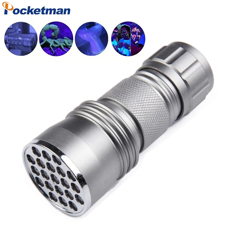 Black Light UV Light Flashlight 395nm 21 LED Ultraviolet Blacklight Flashlights Mini Powerful Pet Urine Detector
