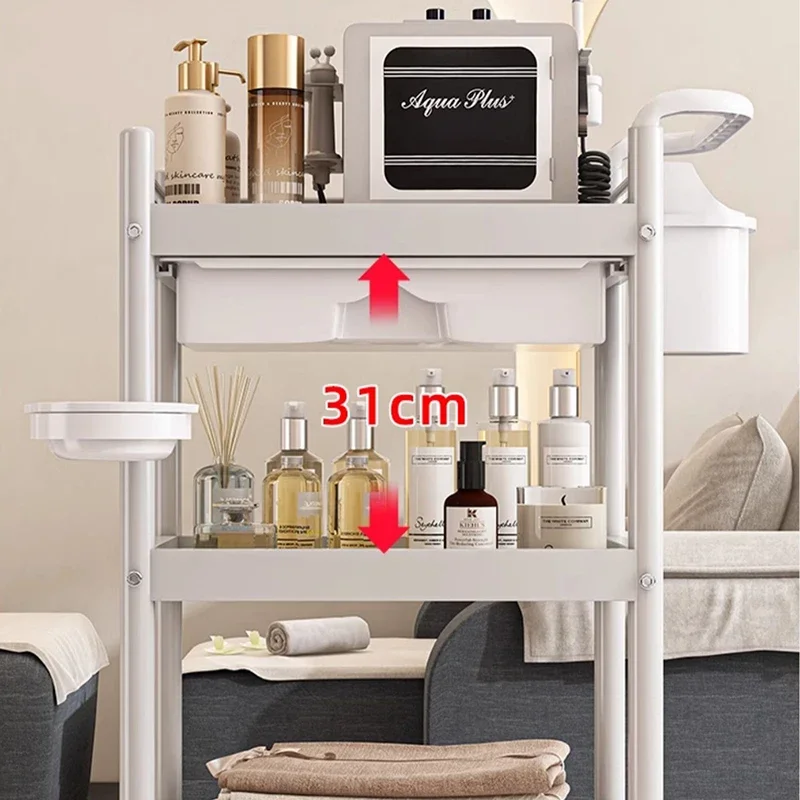 Factory Direct 2026 Simple Hair Cosmetic Rolling Salon Trolley Tool Cart Salon Trolley Makeup Manicure Lash Chariot Coiffure Bea