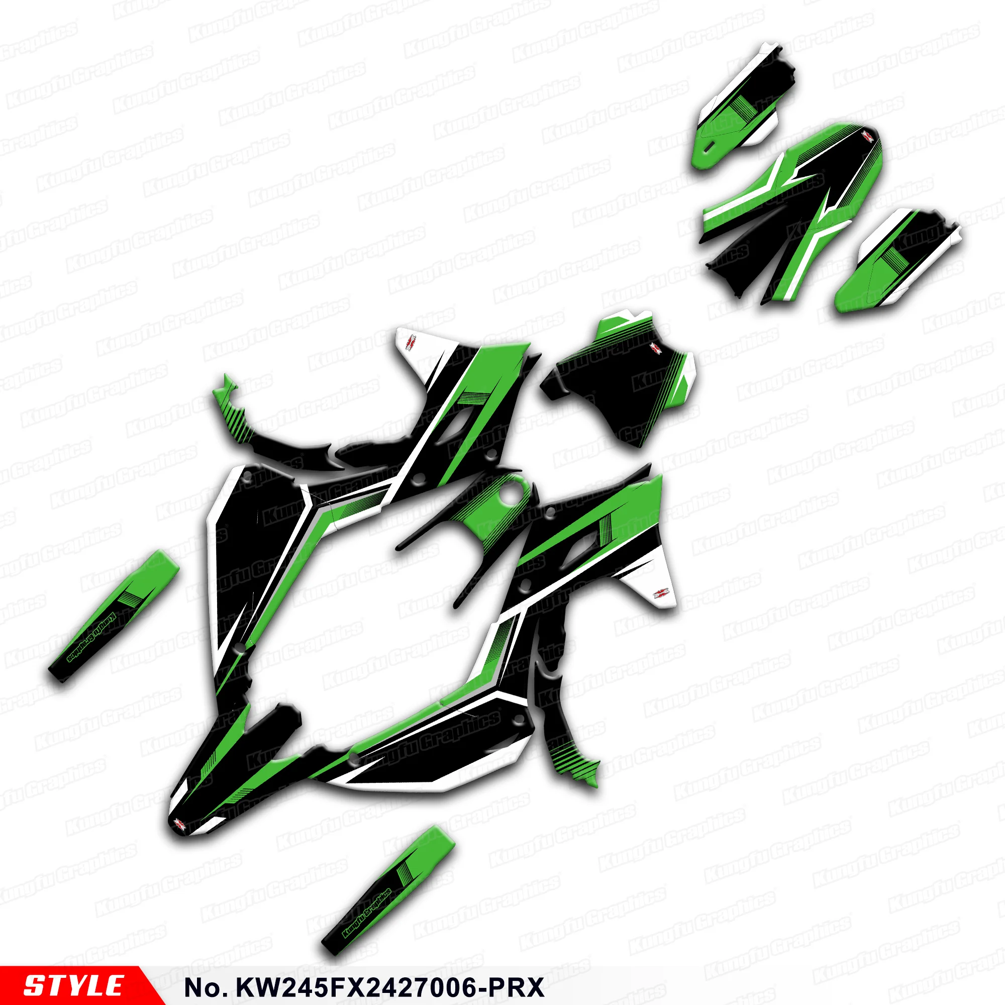 Racing Graphics Motorcycle Decals for Kawasaki KX450 KX450X KX450F 2024 KX250 KX250X KX250F 2025, KW245FX2427006-PRX