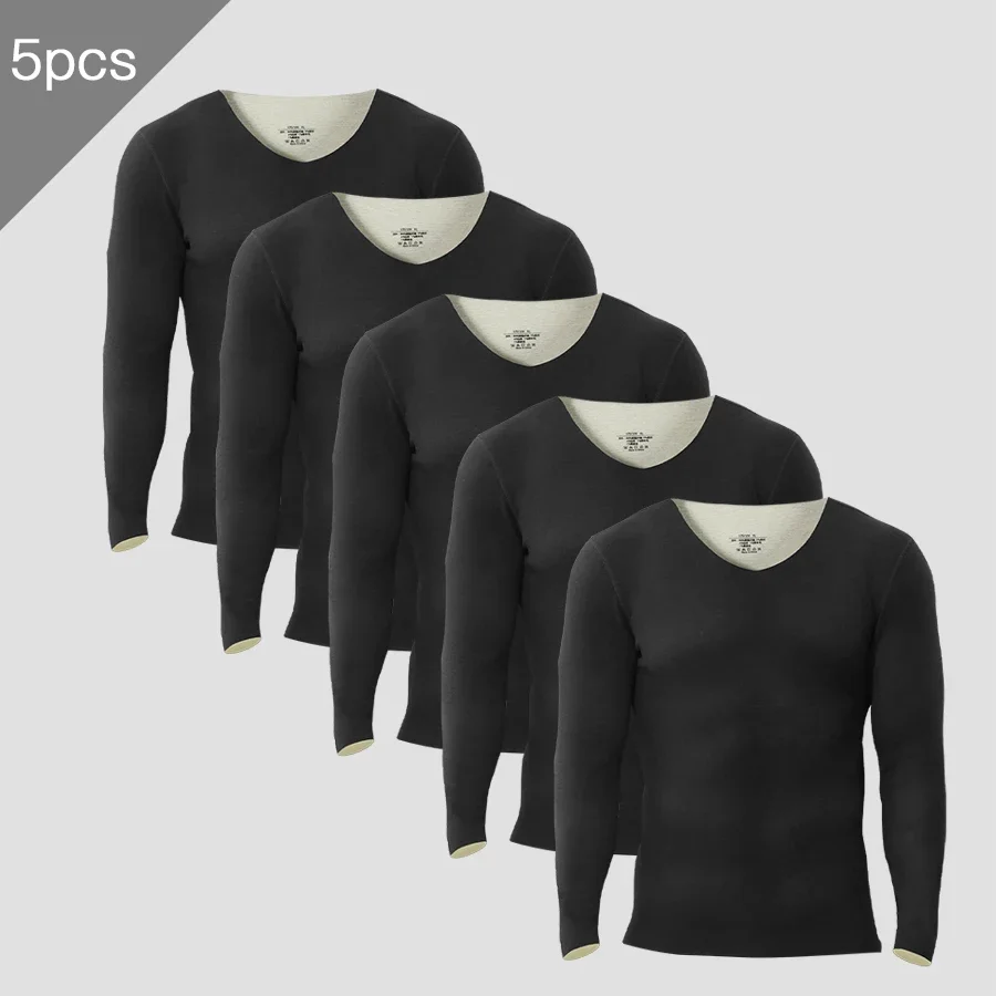 

Мужской бесшовный комплект термобелья, 5 шт. Это V-образный дизайн шеи, утолщенный и флисовый - подкладка. Подходит для зимы.
