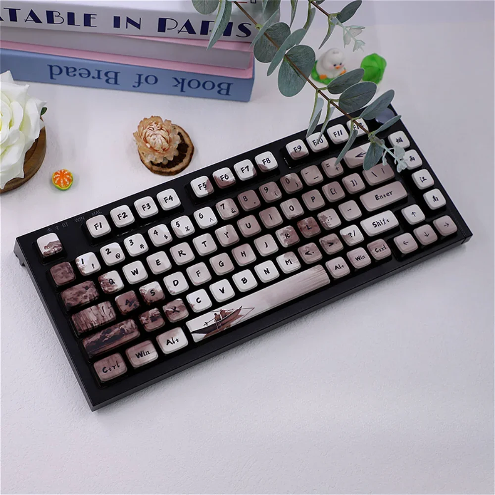 Misty Rain Jiangnan Pudding Key Cap Set 122 Key Four Way Transparent ASA PBT Suitable for Mechanical Keyboard Key Caps