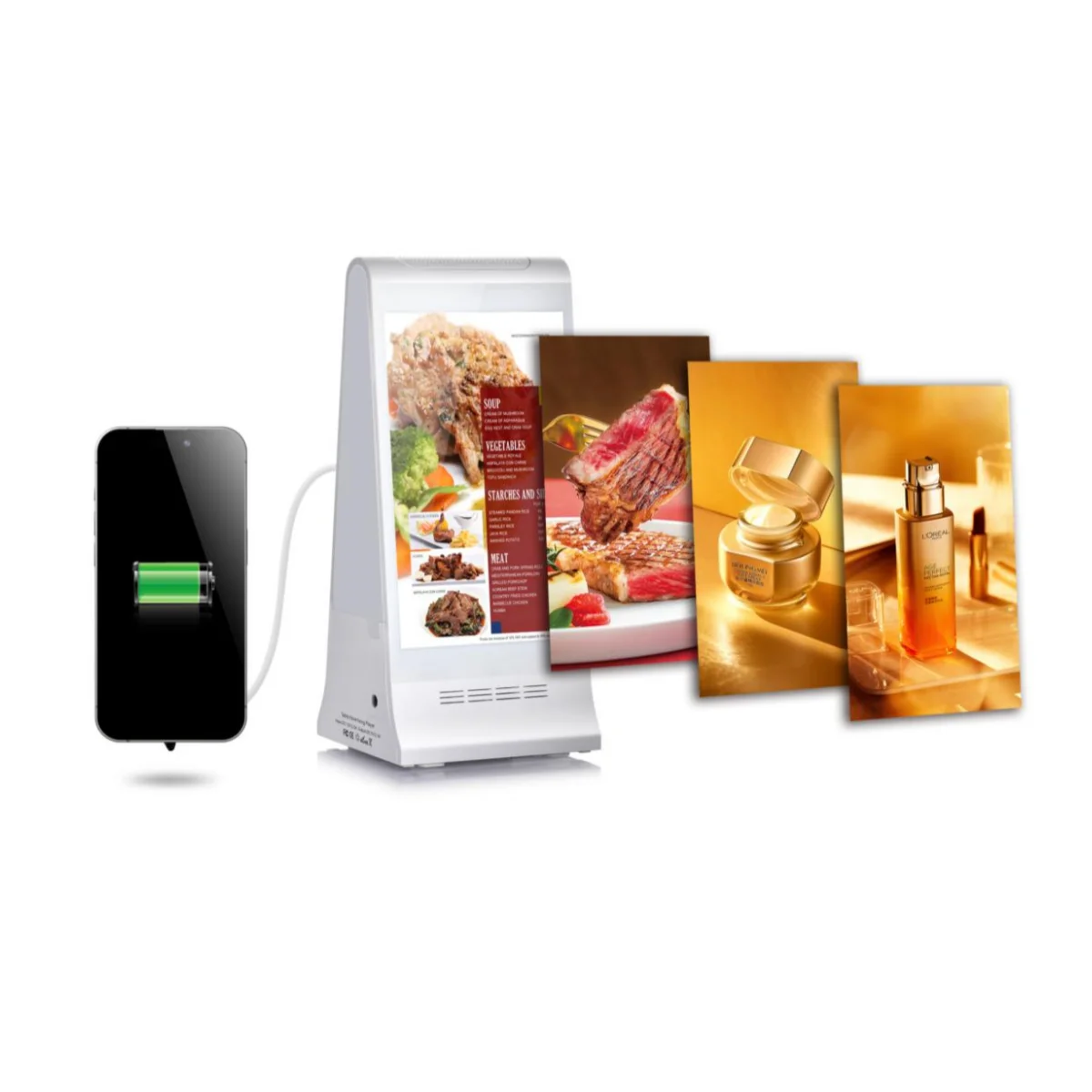 Unique FYD-868 Plus X Dual 8 Inch LCD Touch Screen Order Kiosk Signage Table Top Small Digital Advertising Menu Displays Player
