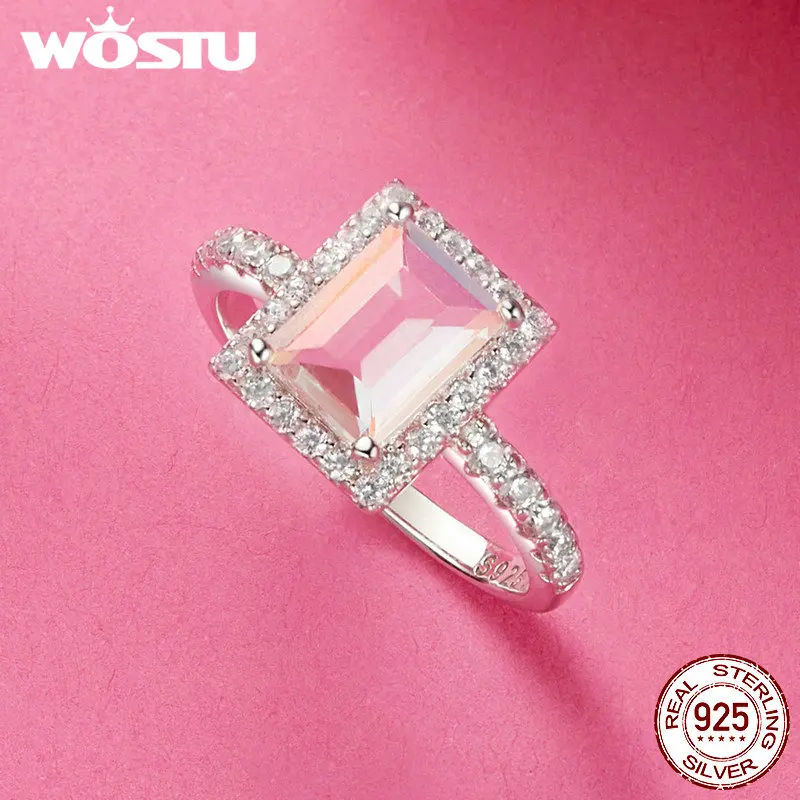 WOSTU Original 925 Sterling Silver Girlish Statement Ring Butterfly Bow Statement Glass Ring For Women Luxury Party Fine Jewelry