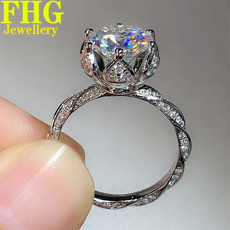 

1 2 3 4 5 Carat Solid Au750 18K White Gold Ring DVVS1 Moissanite Diamonds Ring Flower Ring Wedding Party Engagement birthday