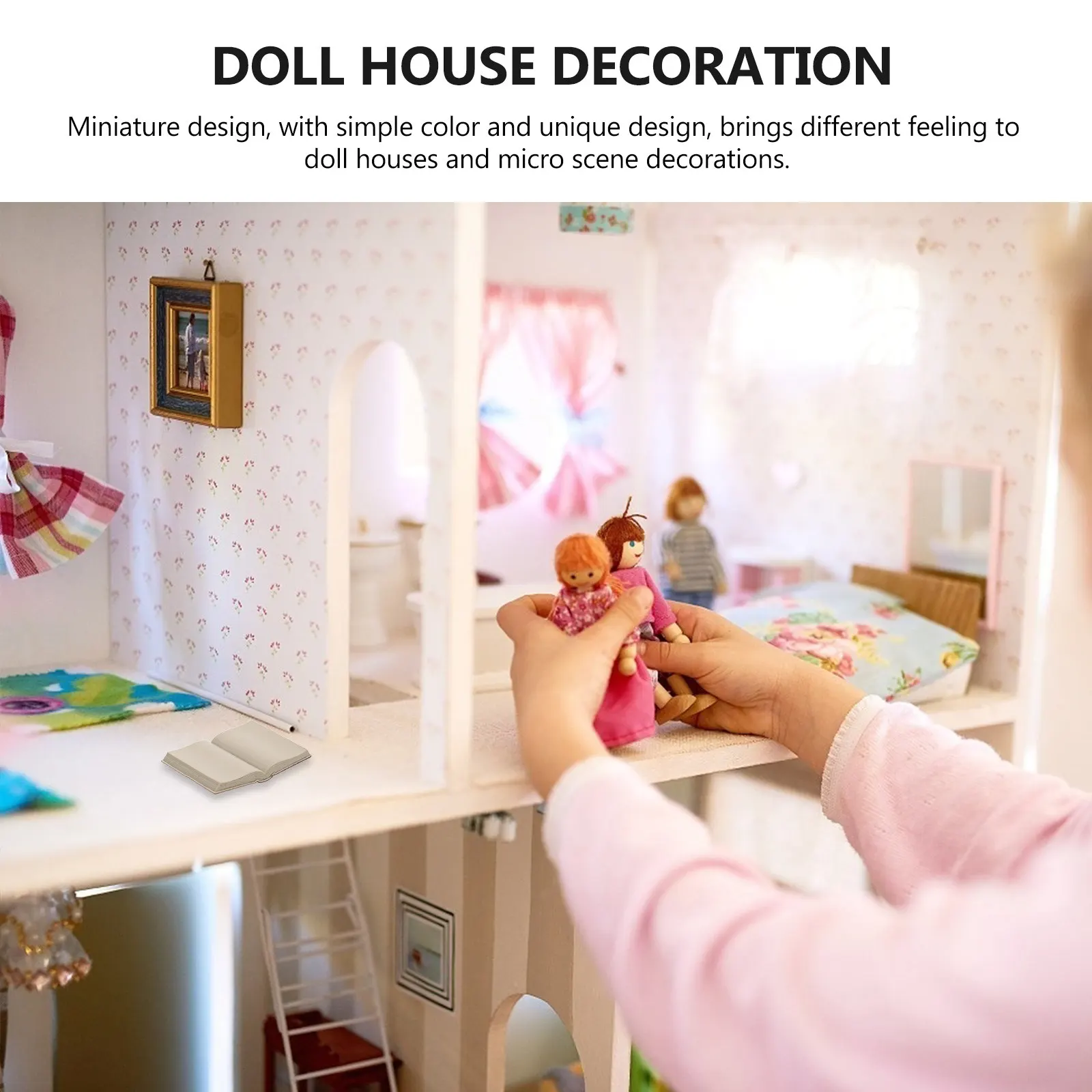 Miniature Dollhouse Books 6 Piece Realistic Covers Lightweight Library Decor Craft Pretend Play Accessories