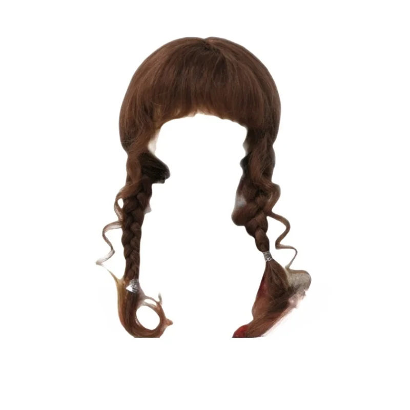 D2033B 3-4 inch 4-5 inch 5-6 inch 1/8 1/12 OB11 Lange Losse dubbele paardenstaart Mohair BJD Pruiken Lati Geel Kleine Pop Accessoires